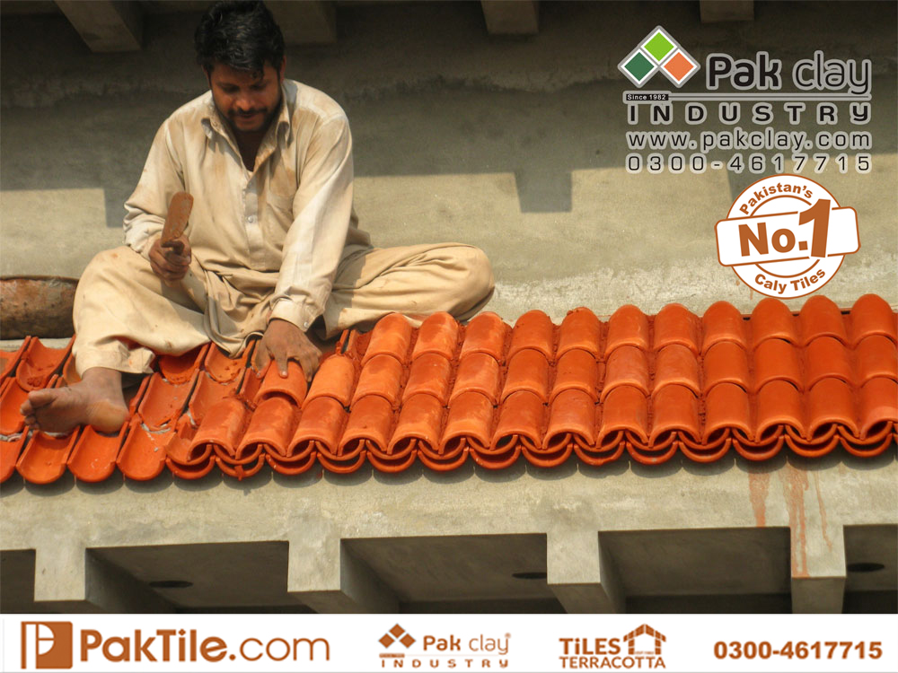 4 Pak clay ceramic roof shingles khaprail house design tiles fixer installation low price images lahore karachi