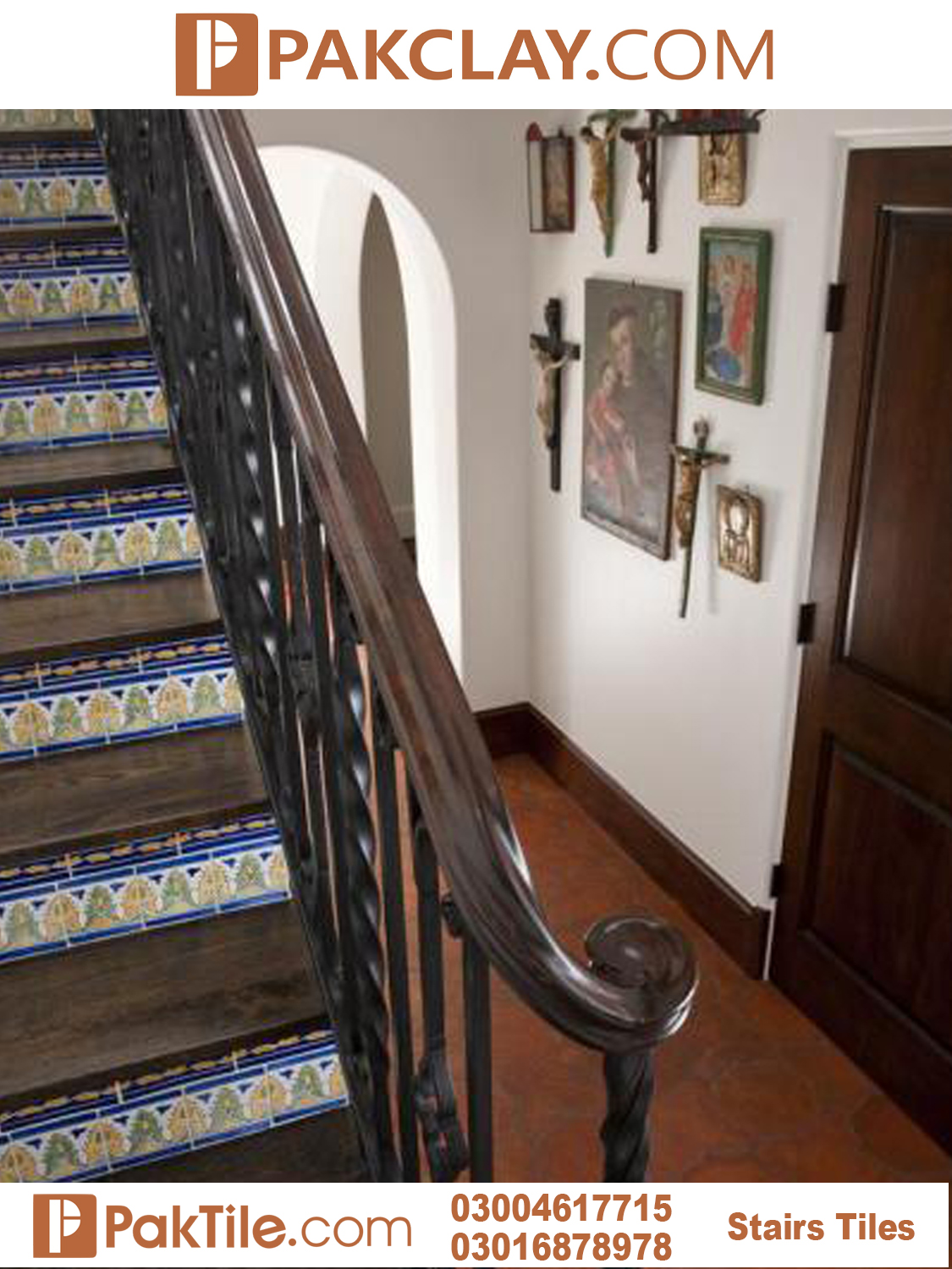 6 Pak Clay Indoor Staircase Tiles Design in Lahore