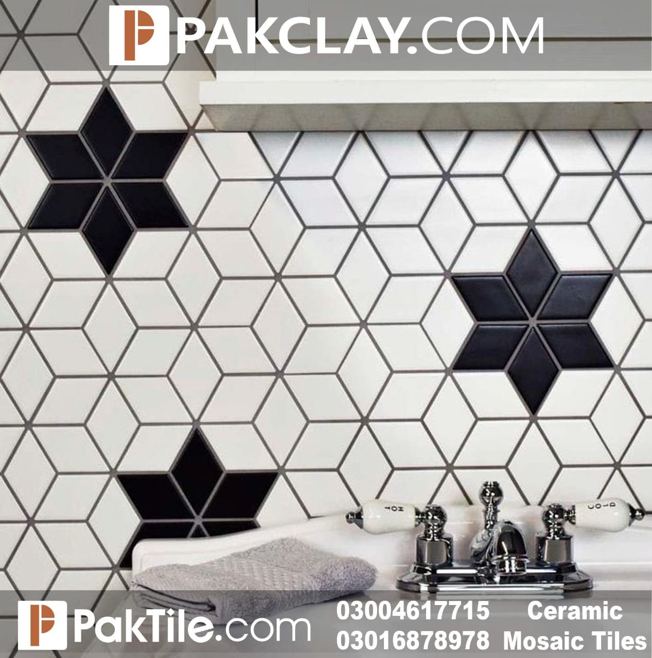 Pak Clay Black and White Mosaic Tile