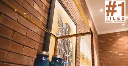 Red Bricks Gutka Wall Living Room Tiles Design